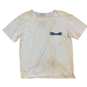 Vintage Cherokee Pocket Tee Bow Accent White Blue Trim Soft Cotton Large Women's